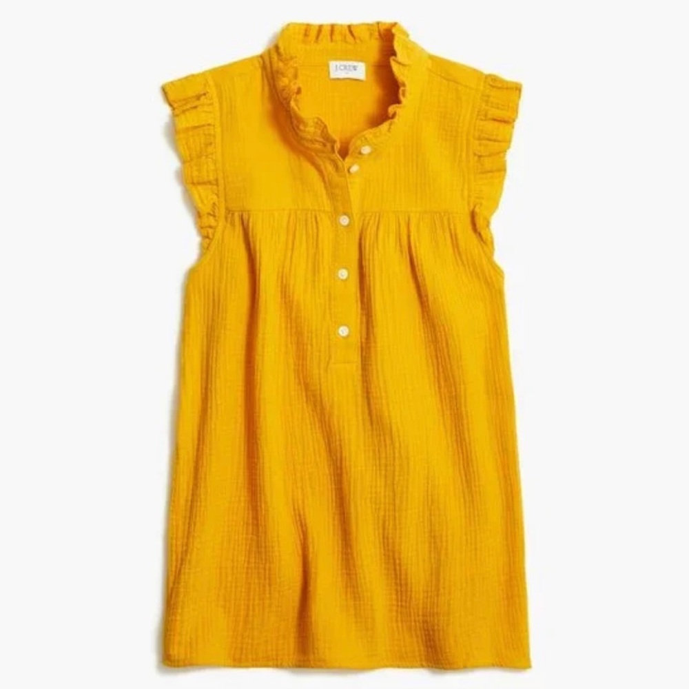 JCREW • gauze smocked ruffleneck top